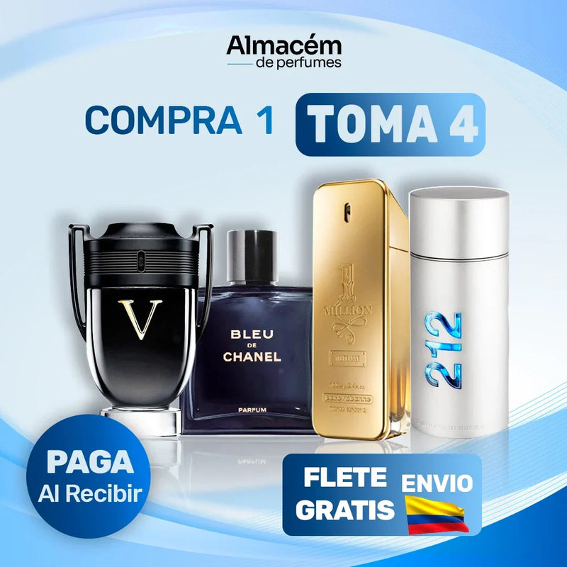 5 Perfumes Masculinos Importados (100ml) - 1 Million | 212 | Invictus | BLEU + Coco Mademoseille (5 Años Armazém do Perfume)