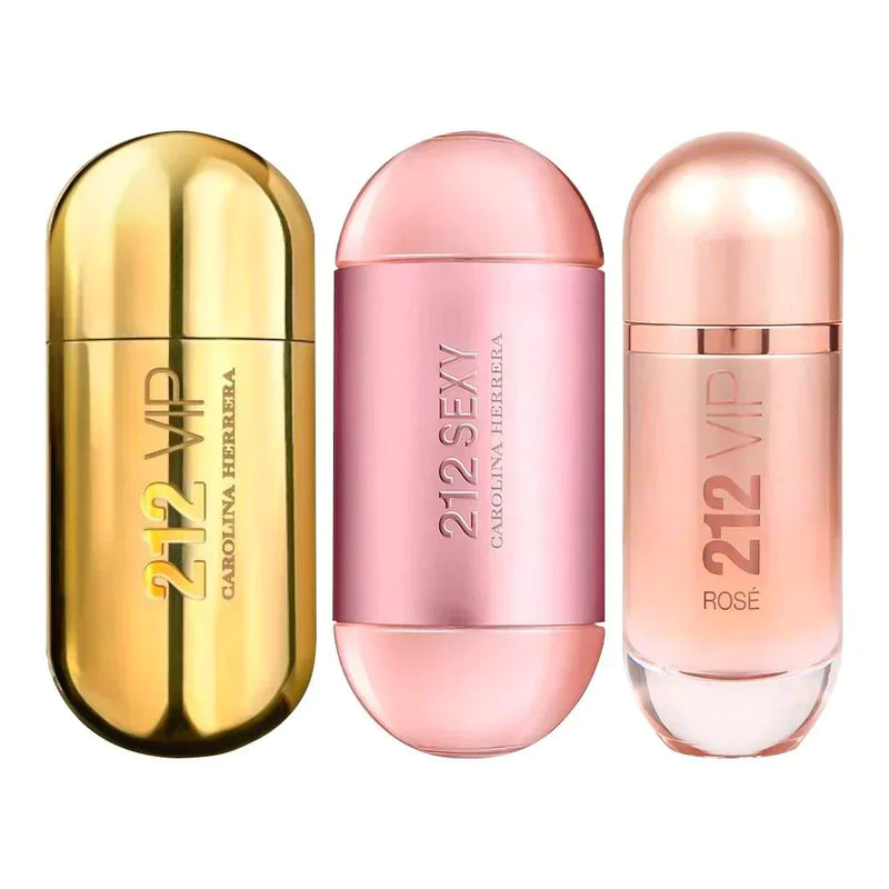 Combo de 3 Perfumes Femeninos 212 VIP Rosé, 212 VIP y 212 Sexy 100ml